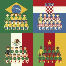Football team and flag Group A
