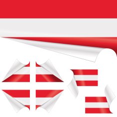 Austrian Flag behind Curled Paper