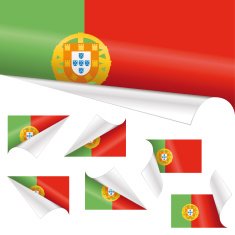 Portuguese Flags behind Curled Paper