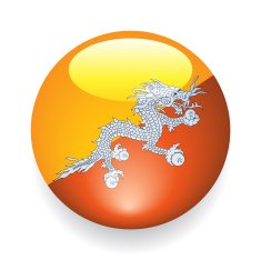 World Flag Button Bhutan