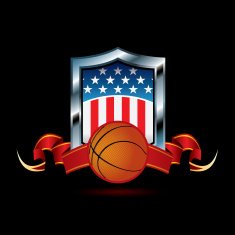 Basketball emblem with red stripe