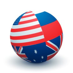 World Flags Sphere Flag USA FR AUS UK Mix