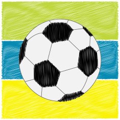 Football soccer ball on strips Scribble effect Flat design style