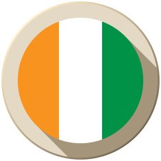 Ivory Coast Flag Button Icon Modern