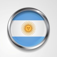 Abstract button with metallic frame Argentinean flag