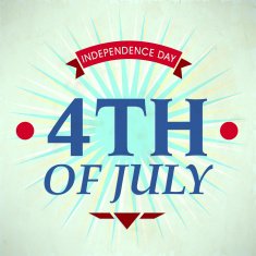 Stylish text 4th of July on abstract blue background