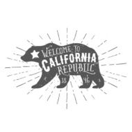 Vintage California Republic bear with sunbursts