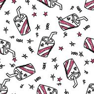 Seamles vector pattern with doodle beverages N2
