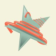 Star Illustration with Red Strip - Ribbon