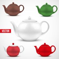 Set of colorful ceramic teapot Vector