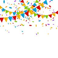 Party flags with color confetti