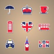 London Icons set Stickers Vector illustration