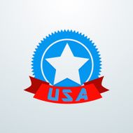 Sticky with star and stylish text USA on red ribbon