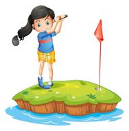 Young lady golfing