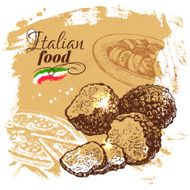 Hand drawn sketch Italian food background Vector illustration R N2