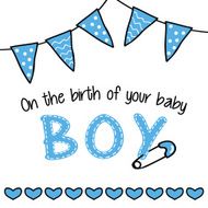 Cute greeting card for a baby boy birthday