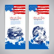Banners of 4th July backgrounds with American flag Independence N3