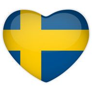 Sweden Flag Heart Glossy Button N2