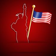 Statue Of Liberty With American Flag N4