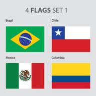 Brazil Chile Mexico and Colombia Flags (vector Art)