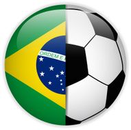 Brazil Flag with Soccer Ball Background