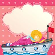 Young girl sleeping at the ship with an empty callout N2