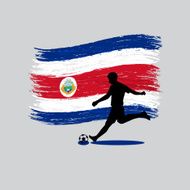 Soccer Player action with Costa Rica flag on background