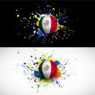 maxico flag with soccer ball dash on colorful background