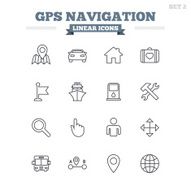 GPS navigation linear icons set Thin outline signs Vector N6