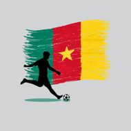 Soccer Player action with Republic of Cameroon flag on background