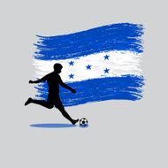 Soccer Player action with Republic of Honduras flag on background