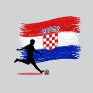Soccer Player action with Republic of Croatia flag on background