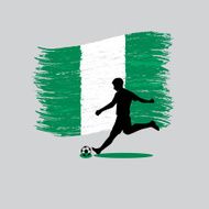Soccer Player action with Nigeria flag on background