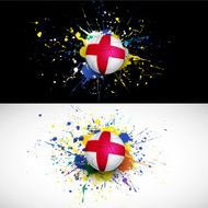 England flag with soccer ball dash on colorful background