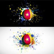 cameroon flag with soccer ball dash on colorful background