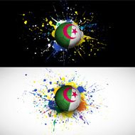 Algeria flag with soccer ball dash on colorful background vector