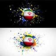 Iran flag with soccer ball dash on colorful background