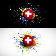 Switzerland flag with soccer ball dash on colorful background
