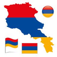 Armenia map &amp; flag