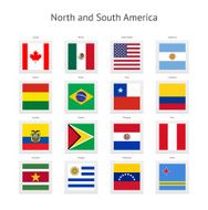 North and South America Postage Stamp Flags Collection