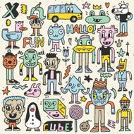 Wacky crazy colorful doodles set 6 Vector illustration Hand drawn N2