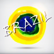 Handmade watercolor Brazil flag background Brasil summer N2