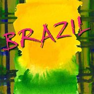 Handmade watercolor Brazil flag background Brasil summer N4