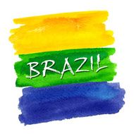 Handmade watercolor Brazil flag background Brasil summer N6