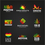 Set of positive africa ephiopia flag logo design Jamaica reggae
