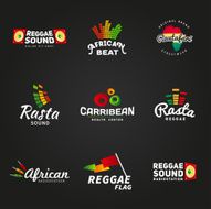Set of african rastafari sound vector logo designs Jamaica reggae