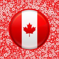 Canadian Flag on Red Snowflake Background