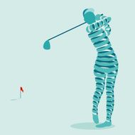 Golfer abstract ribbon shape