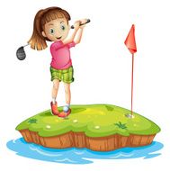 Cute little girl golfing