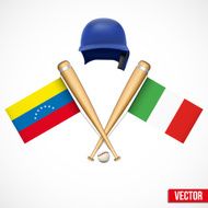 Symbols of Baseball team Venezuela and Italy